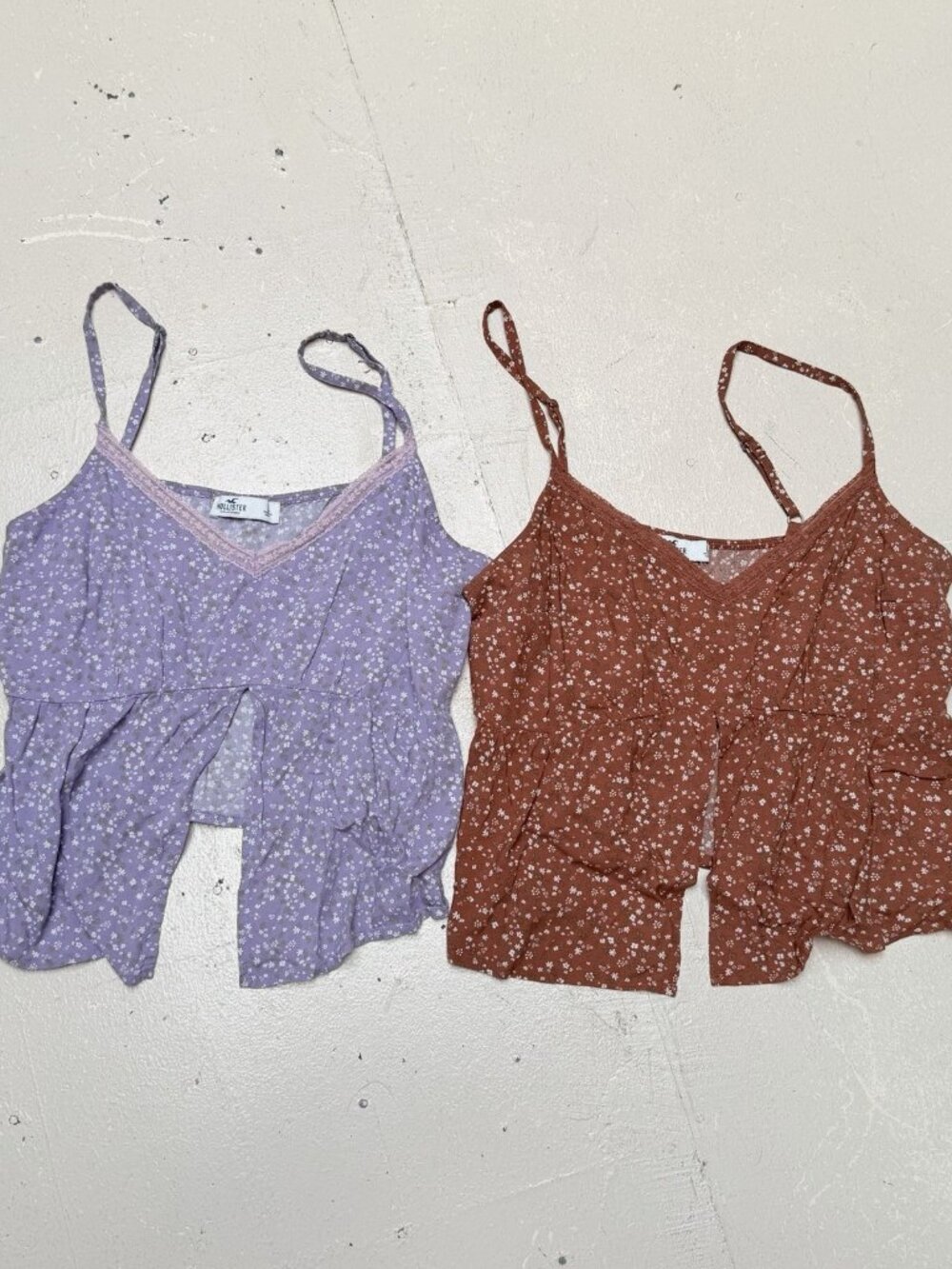 Set Of 2 Hollister Blouse Floral Babydoll Womens Large Boho Cottagecore Coquette